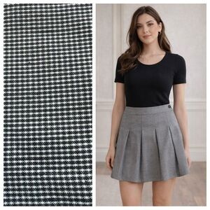 STORIA Micro Houndstooth Pleated Mini Skirt Small Black White Party